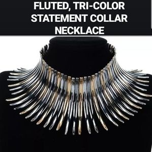 Fluted, Tri-color Egyptian Inspired  Necklace